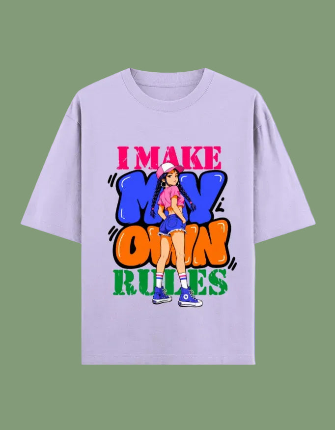 I Make My Own Rules oversized T-shirt Lavender front view
