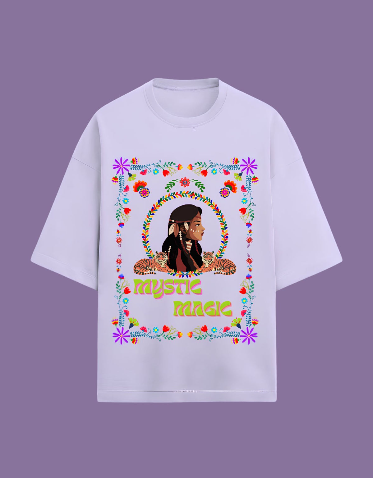 Mystic Magic oversized Terry T-shirt Lavender front view