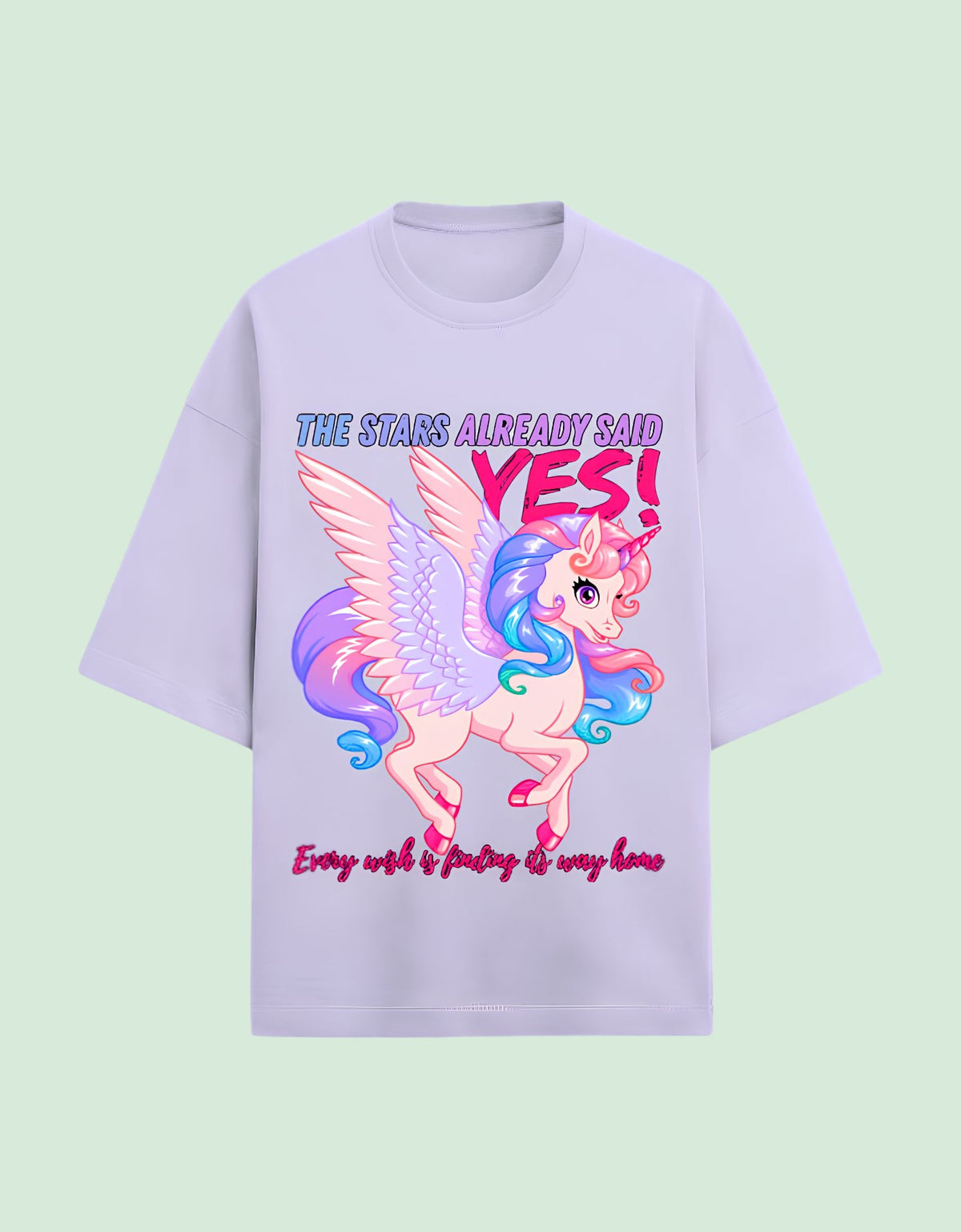 The stars said yes Oversized T-shirt Lavender front view 