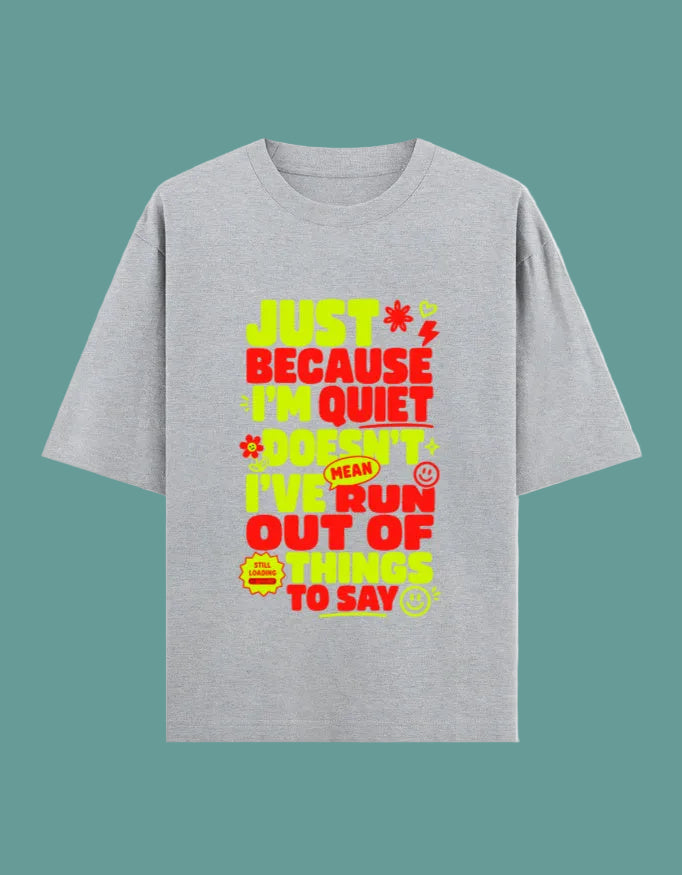 Run out things to say oversized cotton T-shirt Grey melange front view