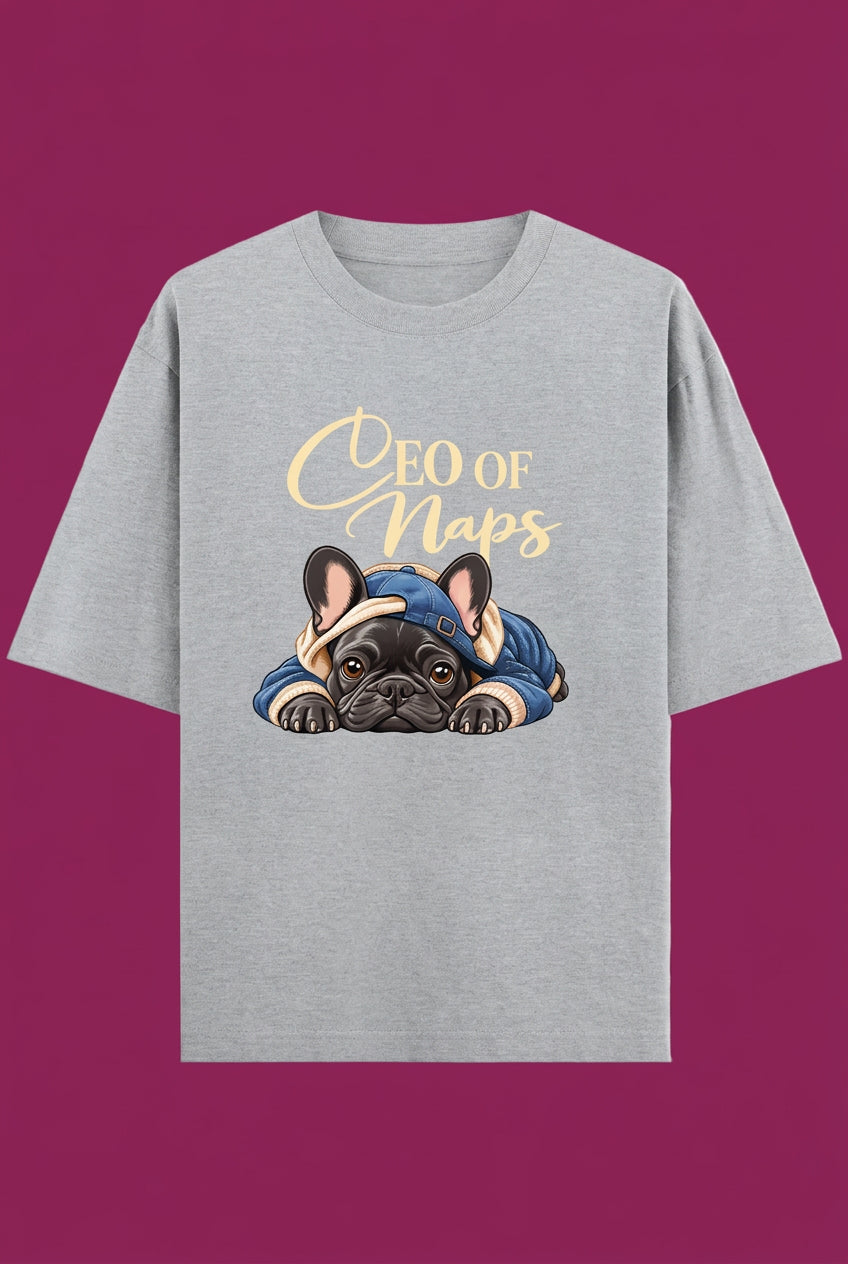 CEO of Naps  Oversized Cotton T-shirt - Grey