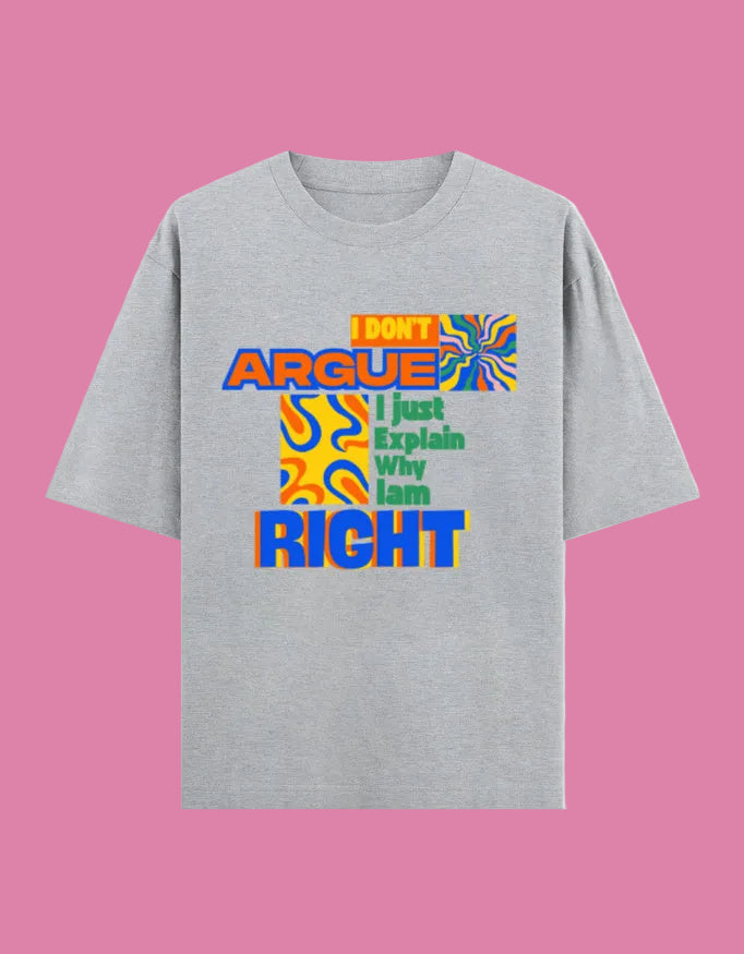 I just explain why am right oversized cotton T-shirt Grey Melange front view