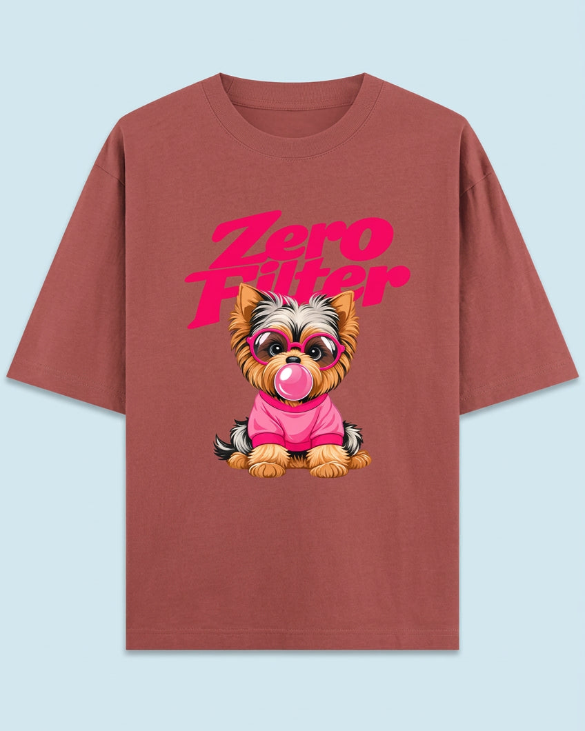 Zero Filter Pink Bubble Gum Unisex Oversized Cotton T-Shirt - Coral 
mint