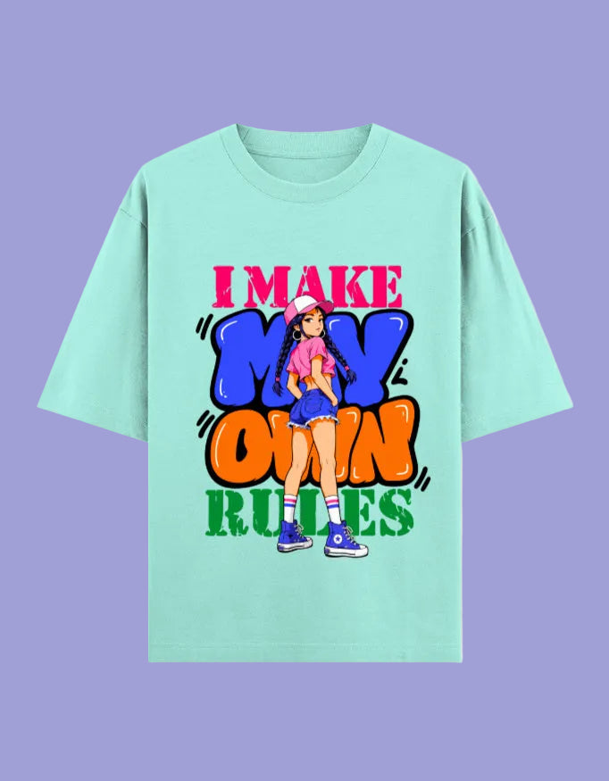 I Make My Own Rules oversized T-shirt mint front view