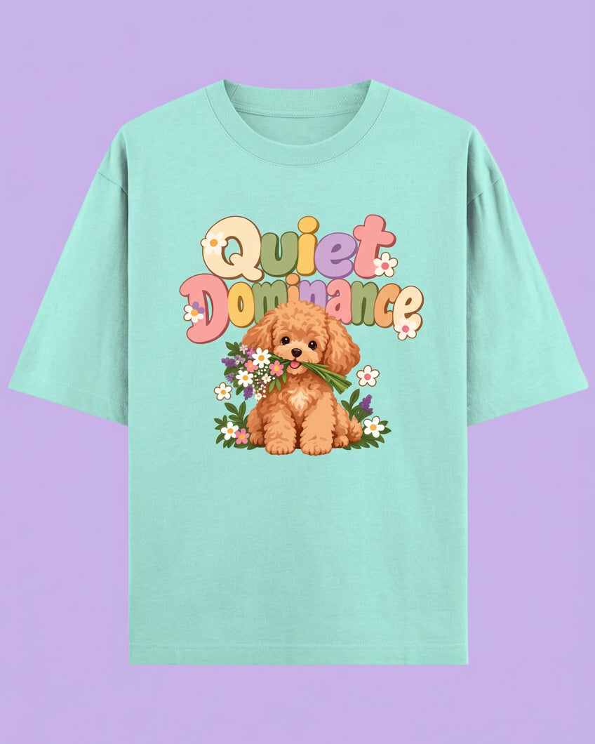 Poodle Flora Quite Dominance Unisex Oversized Cotton T-Shirt- mint 
