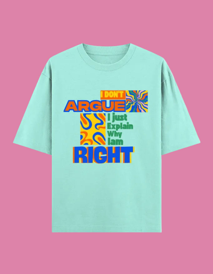 I just explain why am right oversized cotton T-shirt Mint front view
