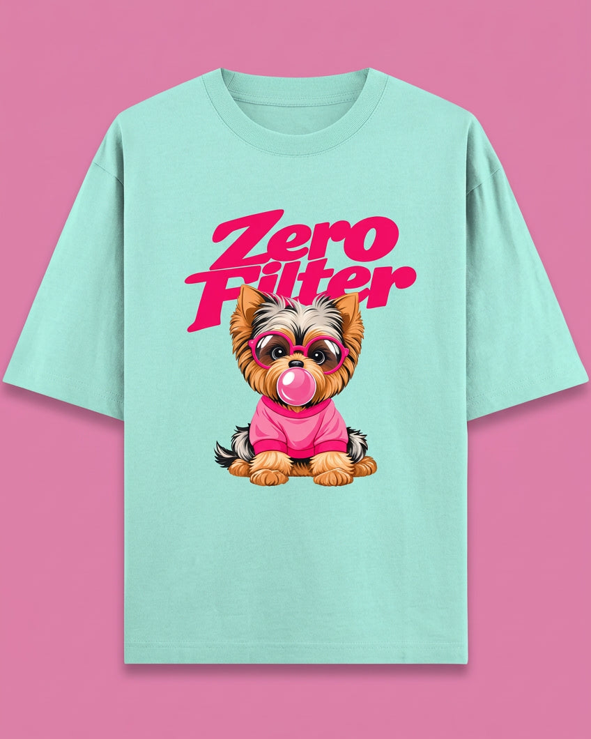 Zero Filter Pink Bubble Gum Unisex Oversized Cotton T-Shirt - Mint 
