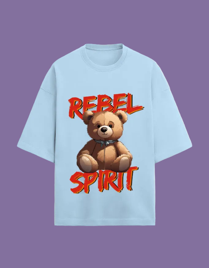 Rebel spirit oversized T-shirt Baby Blue  front view