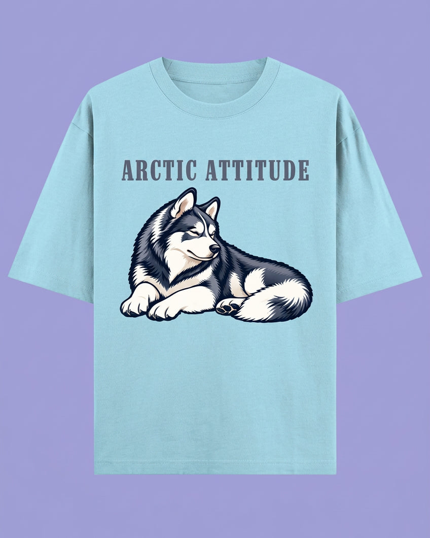 Arctic Attitude Unisex Oversized Cotton T-Shirt- Baby Blue