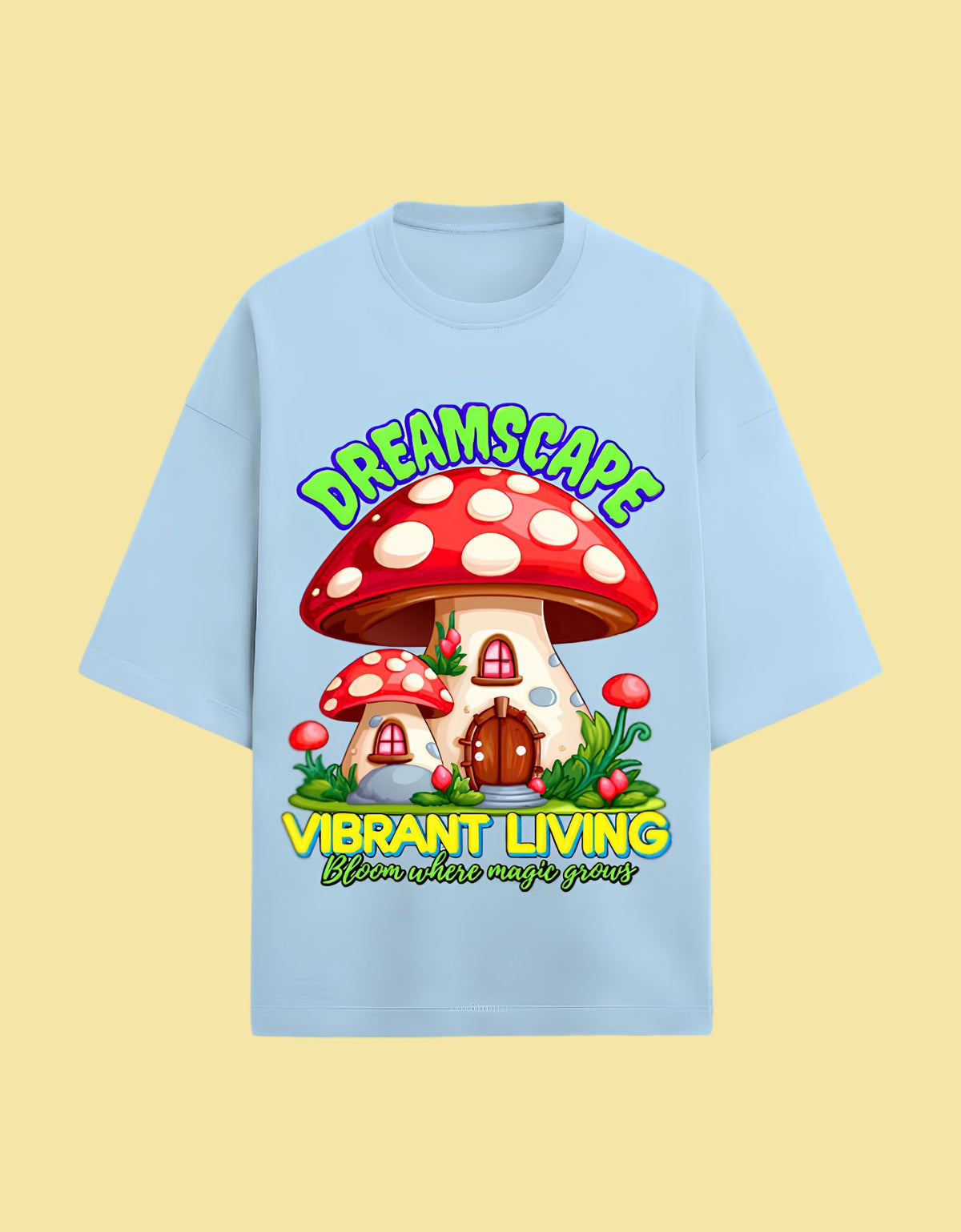 Dreamscape oversized Terry T-shirt  Baby Blue front view