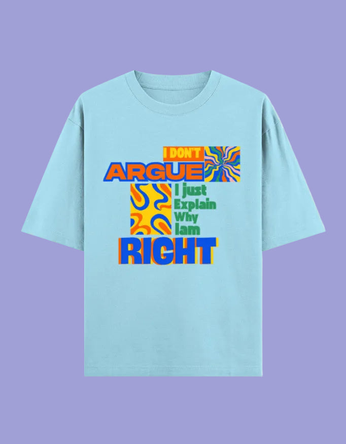 I just explain why am right oversized cotton T-shirt Baby Blue front view