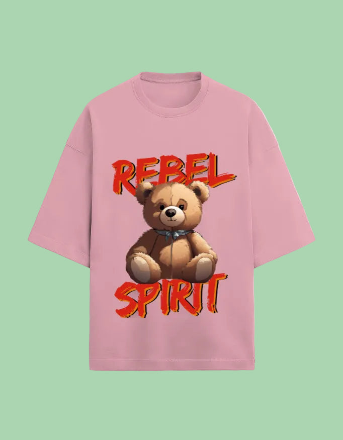 Rebel spirit oversized T-shirt flamingo front view