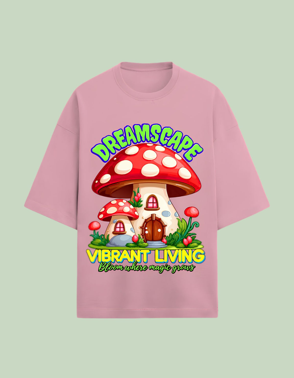 Dreamscape oversized Terry T-shirt  flamingo front view