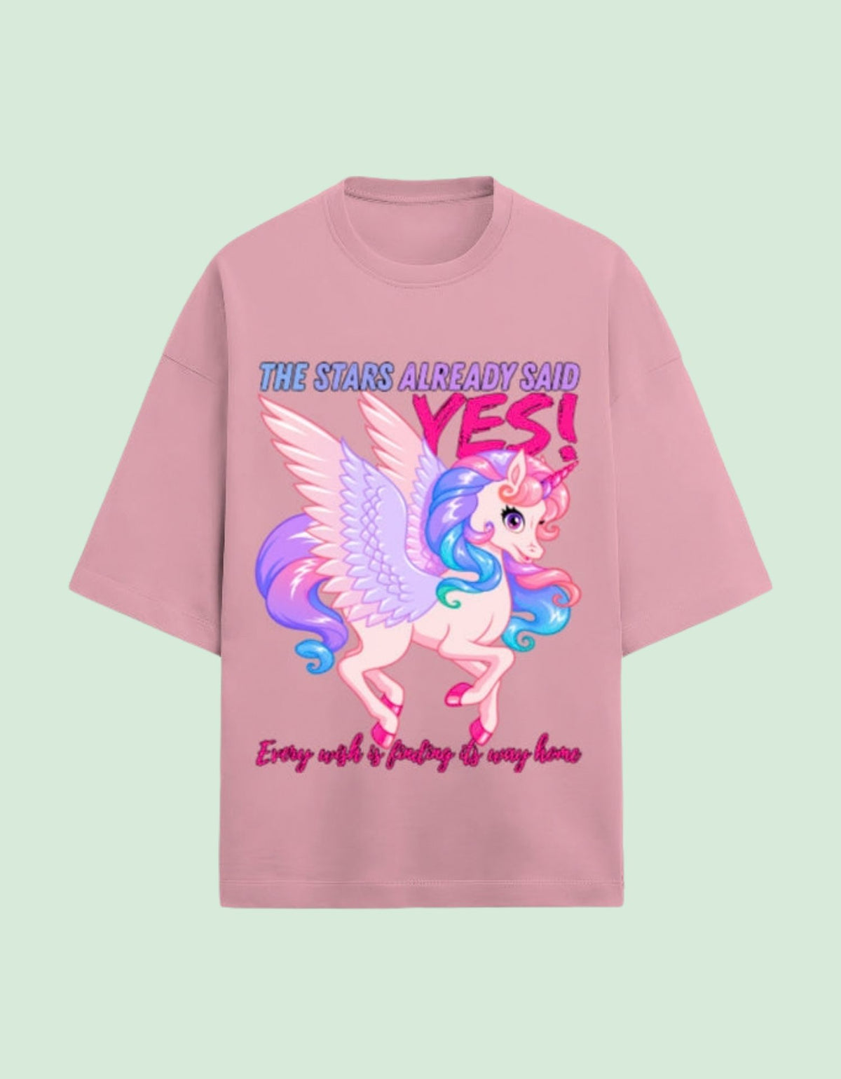 The stars said yes Oversized T-shirt flamingo front view 