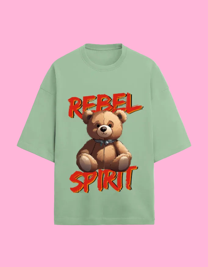 Rebel spirit oversized T-shirt Jade front view