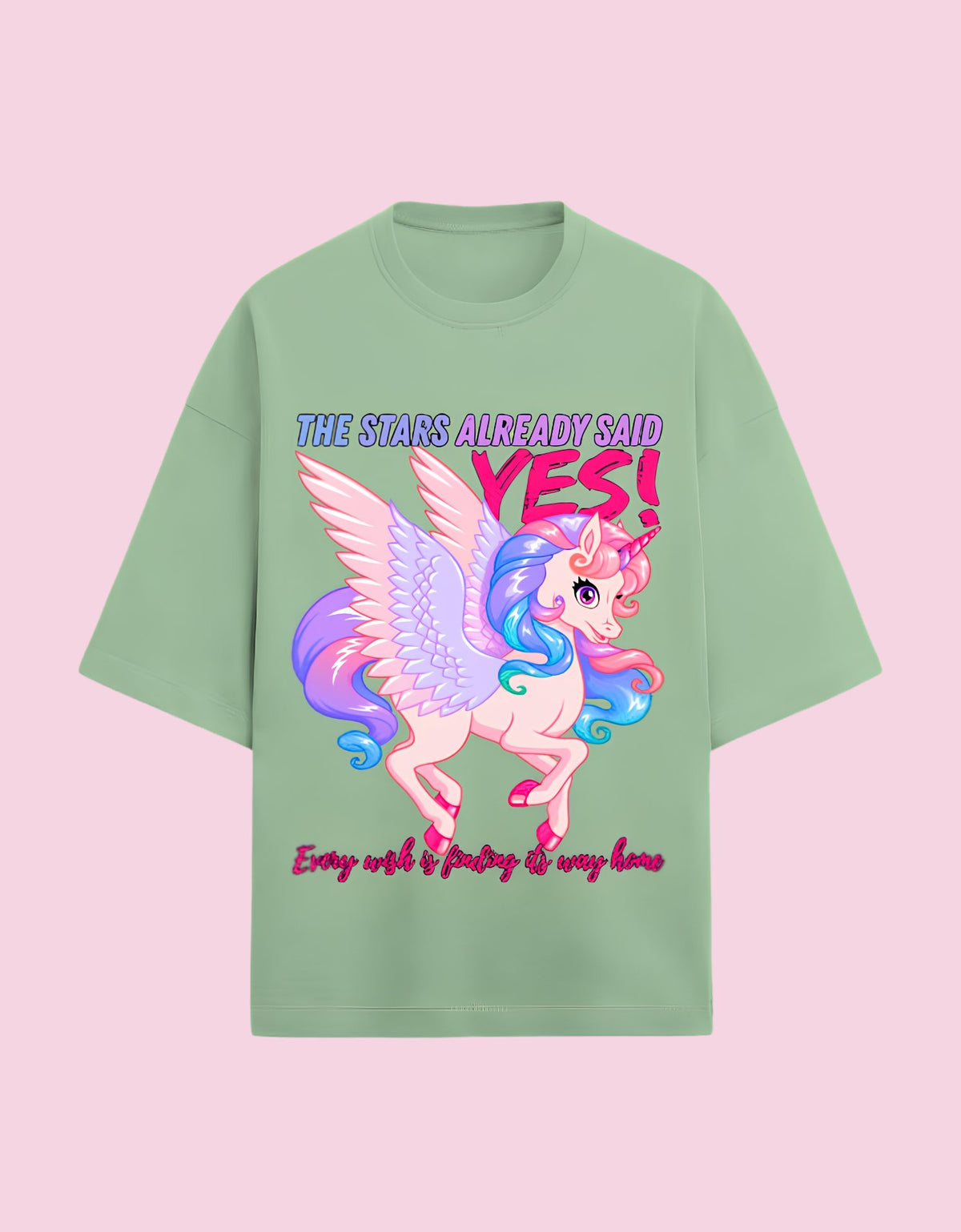 The stars said yes Oversized T-shirt Jade front view 
