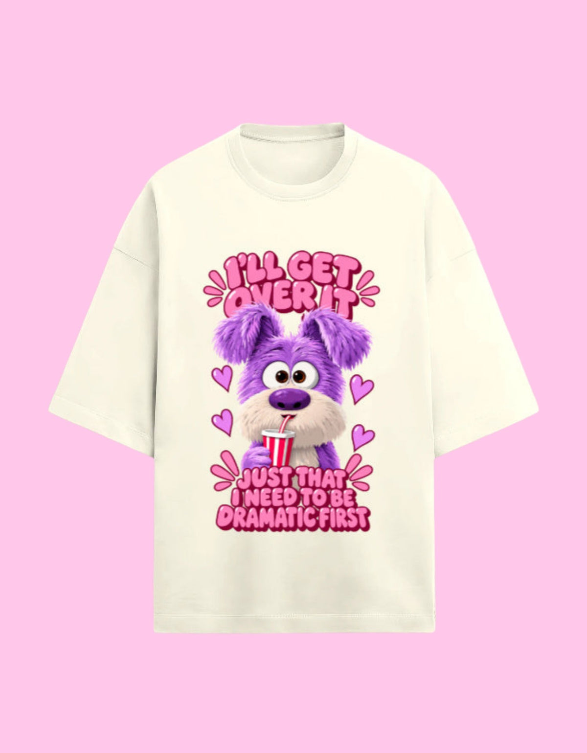I'll get over it oversized Terry T-shirt Off White front view