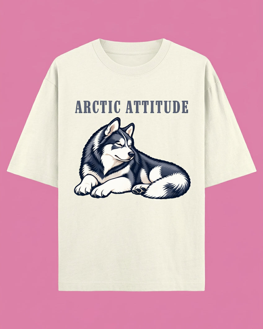 Arctic Attitude Unisex Oversized Cotton T-Shirt - Off White 