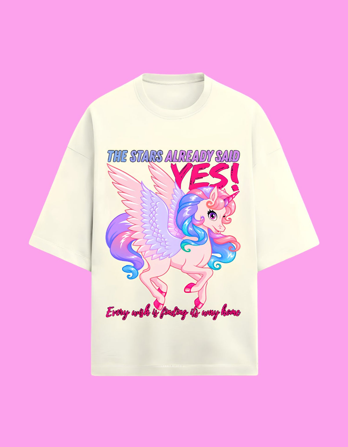 The stars said yes Oversized T-shirt Off white front view 