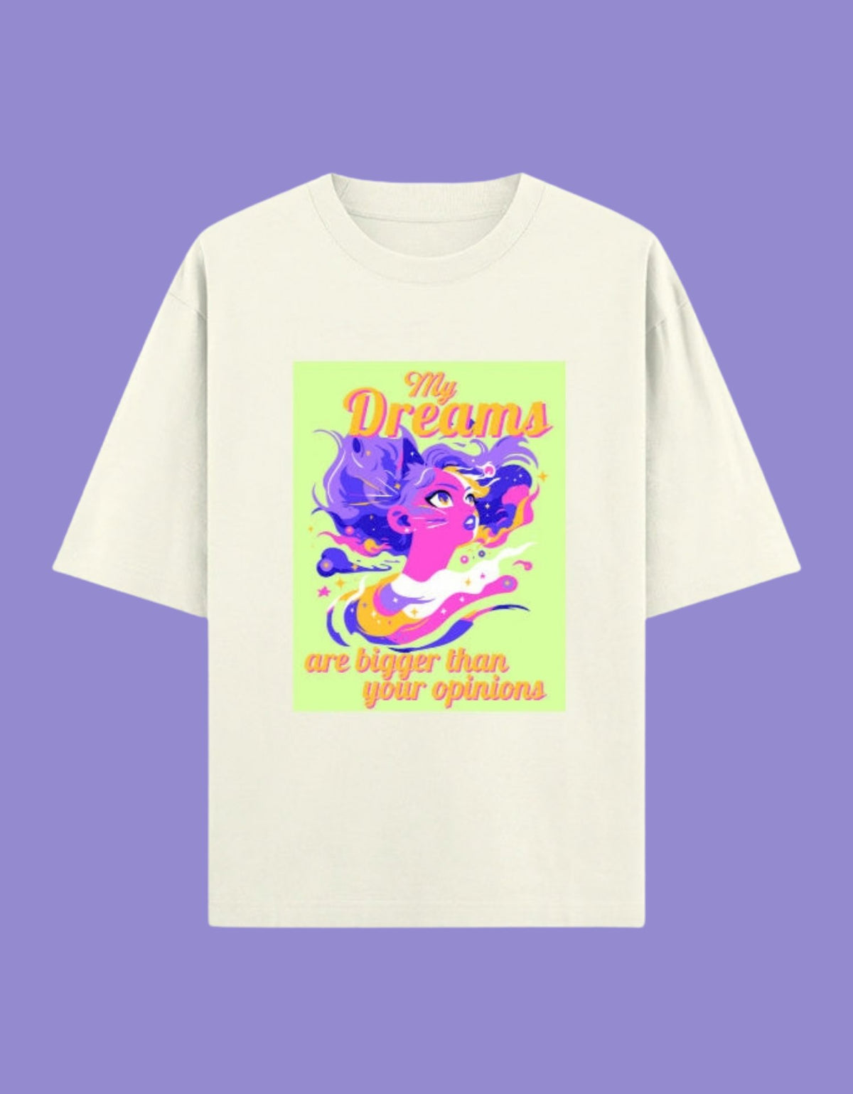 Dreams bigger than opinions oversized cotton T-shirt Off White front view