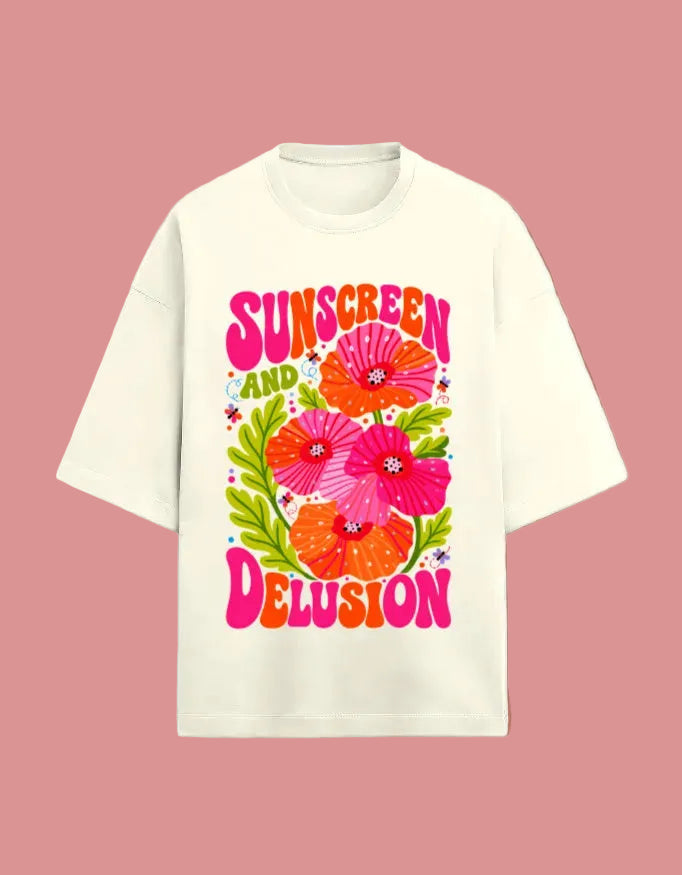 Sunscreen & Delusion oversized Terry T-shirt Off White front view
