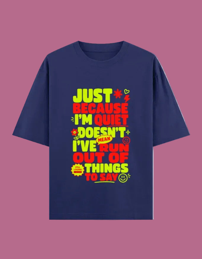 Run out things to say oversized cotton T-shirt Royal Blue front view
