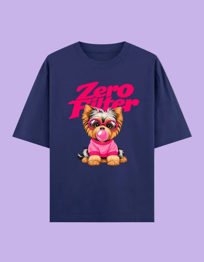 Zero Filter Pink Bubble Gum Unisex Oversized Cotton T-Shirt - Royal Blue 