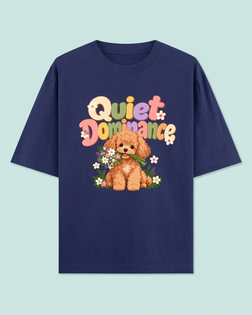 Poodle Flora Quite Dominance Unisex Oversized Cotton T-Shirt - Royal Blue 