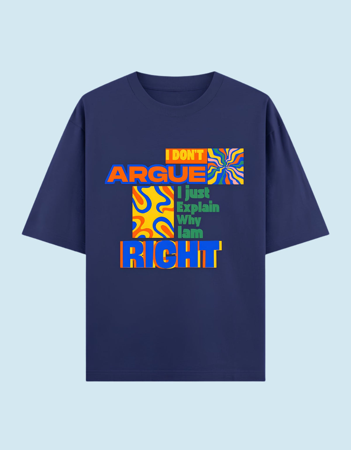 I just explain why am right oversized cotton T-shirt Royal Blue front view