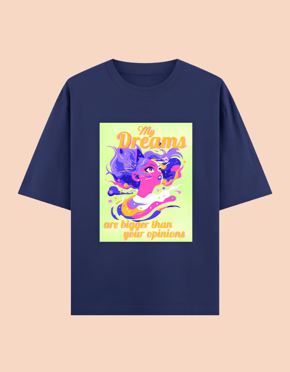 Dreams bigger than opinions oversized cotton T-shirt Royal Blue front view