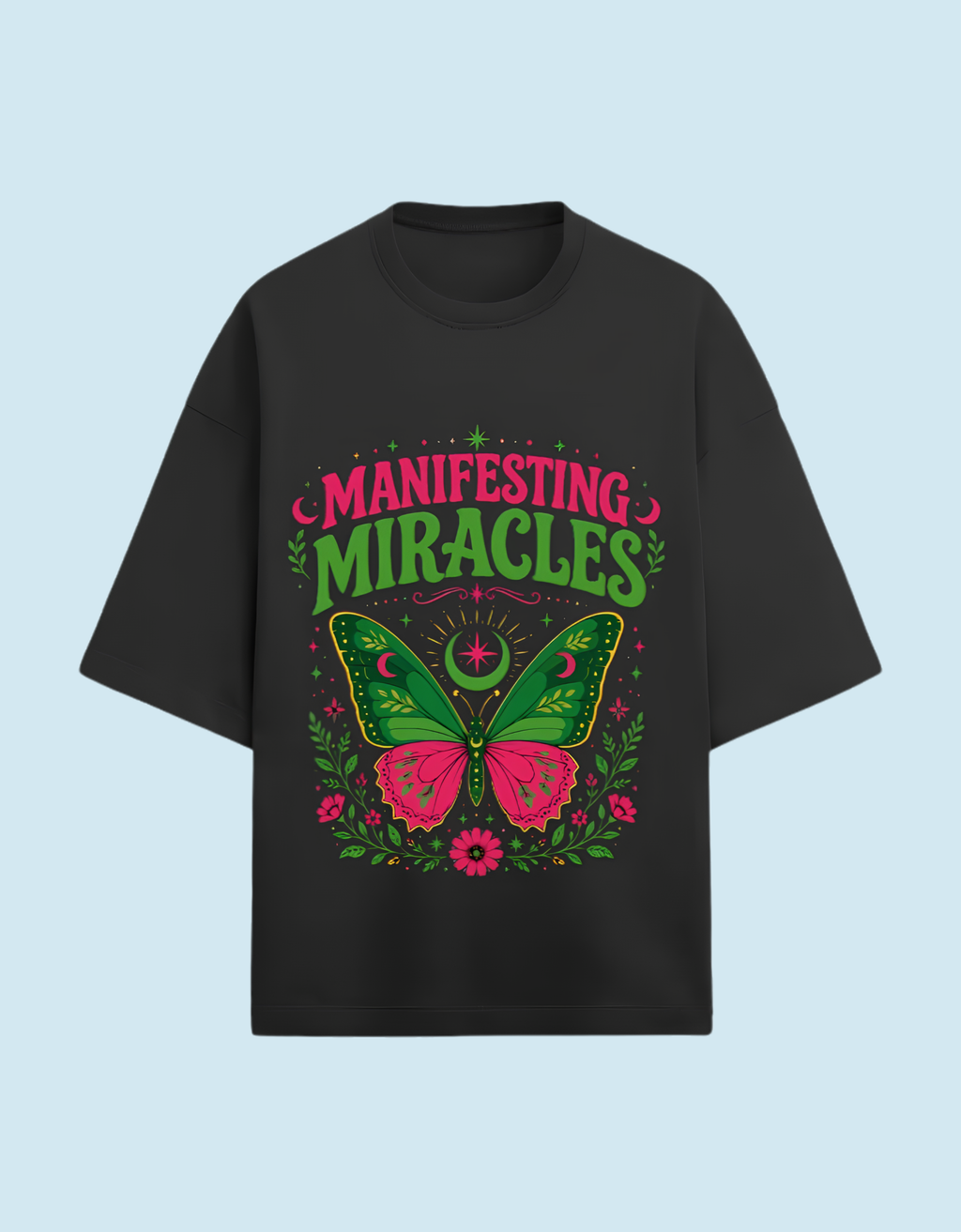 Manifesting-Miracles-Terry-Oversized-Tee-Black