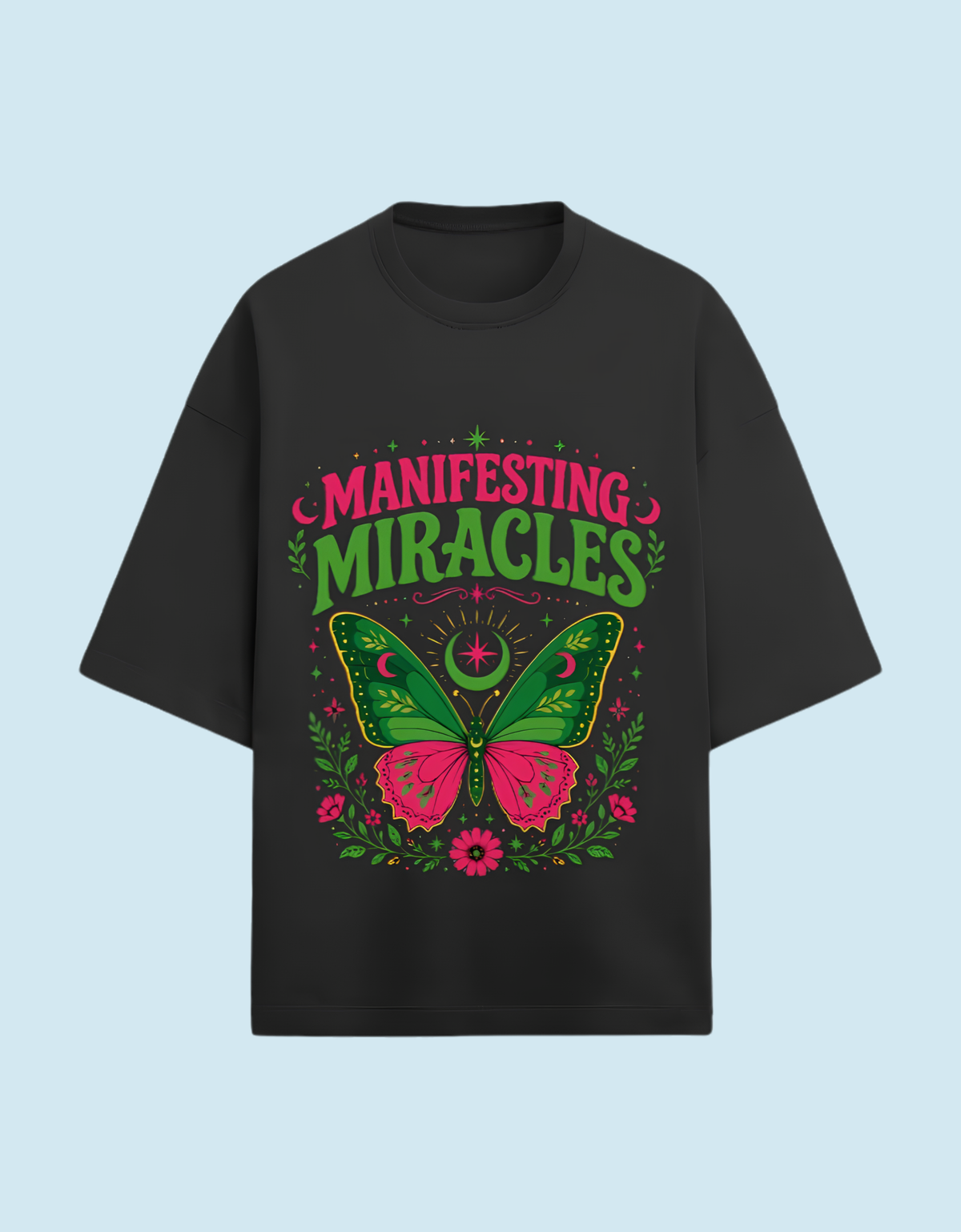 Manifesting-Miracles-Terry-Oversized-Tee-Black