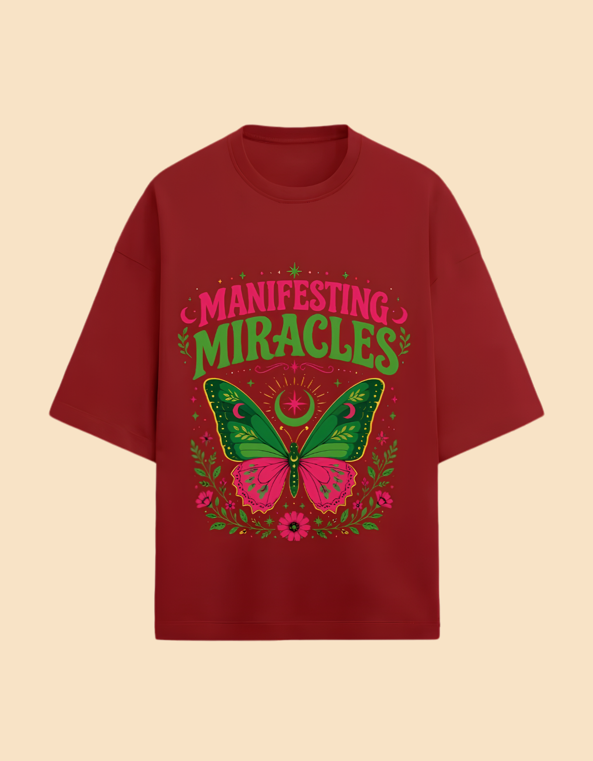 Manifesting-Miracles-Terry-Oversized-Tee front view